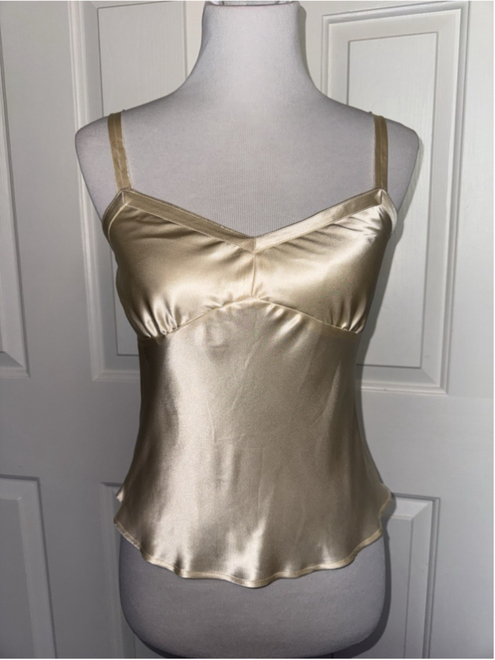 Vintage Y2K Anne Klein 100% Silk Cami Top 2P Champagne Minimalist Luxe Feminine